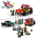 LEGO 60319 City Löscheinsatz und Verfolgungsjagd, Konstruktionsspielzeug Polizeiverfolgung mit Feuerwehrauto und Motorrad, Polizei- und Feuerwehr-Spielzeug ab 5 Jahre