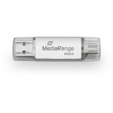 MediaRange Kombo-Speicherstick 512 GB, USB-Stick silber/transparent, USB-A 3.2 Gen 1, USB-C 3.2 Gen 1