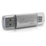 MediaRange Kombo-Speicherstick 512 GB, USB-Stick silber/transparent, USB-A 3.2 Gen 1, USB-C 3.2 Gen 1