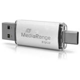 MediaRange Kombo-Speicherstick 512 GB, USB-Stick silber/transparent, USB-A 3.2 Gen 1, USB-C 3.2 Gen 1