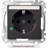 Merten Schutzkontakt-Steckdose mit Überspannungsschutz und Beschriftungsfeld, Unterputz, 16 Ampere anthrazit, Retail