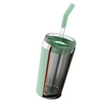 SIGG Kaffeebecher Helia Milky Green 0,45L, Thermobecher hellgrün, mit Trinkhalm