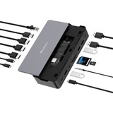 Verbatim USB-C Pro Docking Station mit SSD Steckplatz, Dockingstation aluminium/schwarz, HDMI, DP, RJ-45, USB-A, USB-C, SD, microSD, Audio
