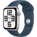 Apple Watch SE (2023), Smartwatch silber/blau, 44 mm, Sportarmband, Aluminium