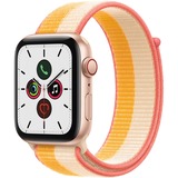 Apple Watch SE, Smartwatch silber/gelb, 44mm, Sport Loop, Aluminium-Gehäuse, LTE