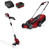 EINHELL Akku-Rasenmäher-Set GE-CM 18/30 + Rasentrimmer GE-CT 18 rot/schwarz, Li-Ionen Akku 4,0Ah