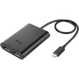 i-tec Video Adapter USB-C > Dual DisplayPort 4K / 60Hz (single 8K / 30Hz) schwarz, 30cm Kabel