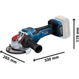 Bosch Professional PRO X-LOCK Akku-Winkelschleifer BITURBO GWX 18V-15 PSC Professional solo, Ø 125mm blau/schwarz, Ohne Akku und Ladegerät, in L-BOXX