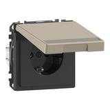 Merten Schutzkontaktsteckdose mit Klappdeckel nickel, Retail