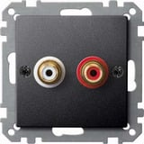Merten Steckdose mit zwei Chinch-Steckbuchsen für Audio Anschluss anthrazit, Retail