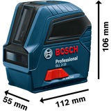 Bosch Kreuzlinienlaser GLL 2-10 Professional blau/schwarz, rote Laserlinien