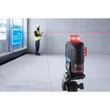 Bosch Linienlaser GLL 3-80 C Professional + Baustativ BT 150, Kreuzlinienlaser blau/schwarz, mit roten Laserlinien, ohne Akku