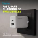 Digitus USB GaN Ladegerät 45W, 1x USB-C, 1x USB-A weiß