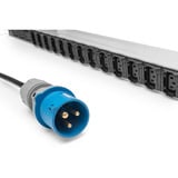 Digitus Basis IT PDU mit Aluminiumprofil, 24x C13, 3x C19, Steckdosenleiste schwarz/aluminium, 3 Meter Kabel, 1-phasig 16A, IEC309 16A Stecker
