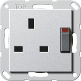 Gira Steckdose British Standard geschaltet mit Schraubklemmen nur für Schraubbefestigung aluminium, Retail