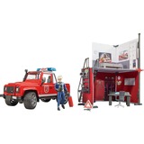 bruder bworld Feuerwehrstation mit Land Rover Defender, Modellfahrzeug