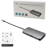 i-tec USB-C Metal Nano 4K Docking Station, Dockingstation grau, HDMI, VGA, LAN, Power Delivery, mit Ladegerät