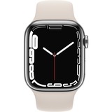 Apple Watch Series 7, Smartwatch silber/beige, 41 mm, Sportarmband, Edelstahl-Gehäuse, LTE