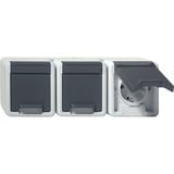 Gira Steckdose dreifach waagerecht Aufputz grau, Retail