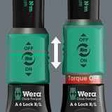 Wera Drehmomentschlüssel mit Durchsteckvierkant Click-Torque Lock A 6 R/L schwarz/grün, Abtrieb 1/4" Bit-Aufnahme, 2,5 bis 25Nm