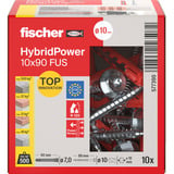 fischer Langschaftdübel HybridPower 10x90 FUS  rot/grau, 10 Stück
