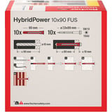 fischer Langschaftdübel HybridPower 10x90 FUS  rot/grau, 10 Stück