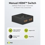 goobay Manuelle HDMI-Umschaltbox 2 auf 1 (4K @ 30Hz), HDMI Switch schwarz
