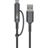 goobay USB 2.0 Kabel, USB-A Stecker > USB-C + Micro-USB Stecker schwarz, 1 Meter