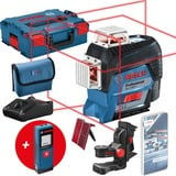 Bosch Linienlaser GLL 3-80 C Professional, 12Volt, mit GLM 20, Kreuzlinienlaser blau/schwarz, Li-Ionen Akku 2,0Ah, in L-BOXX, rote Laserlinien