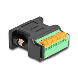 DeLOCK D-Sub 9 Pin Buchse > Terminalblock Adapter mit Drucktaster schwarz