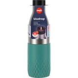 Emsa BLUDROP Sleeve Isoliertrinkflasche 0,7 Liter, Thermosflasche petrol, Edelstahl, Silikonmanschette