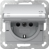 Gira Steckdose Schutzkontakt mit Klappdeckel und erhöhtem Berührungsschutz aluminium, Retail