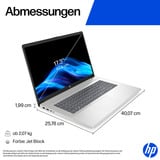 HP 17-cp3284ng, Notebook silber, AMD Ryzen 7 7730U, AMD Radeon Graphics, 16 GB DDR4, 1 TB (1 TB SSD), ohne Betriebssystem