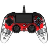 Nacon Wired Illuminated Compact Controller, Gamepad transparent/rot, PlayStation 4, PC