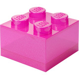Room Copenhagen LEGO Storage Brick 4 Top Lid Glitter , Aufbewahrungsbox pink/transparent