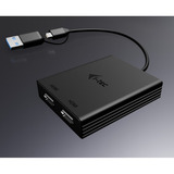 i-tec Video Adapter USB-A/USB-C > Dual HDMI 4K / 60Hz schwarz, 27cm Kabel mit USB-A Adapter
