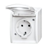 Busch-Jaeger Schutzkontakt-Steckdose CEE 7/3 Typ F mit Klappdeckel, 16 Ampere, 250 Volt, Aufputz weiß, Retail