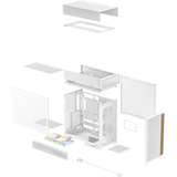 DeepCool CL660 WH, Tower-Gehäuse weiß/holz, Tempered Glass