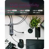 ICY BOX IB-HUB1742CR-C2PD, Dockingstation hellblau, USB-A, USB-C, SD, microSD