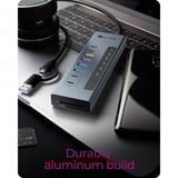 ICY BOX IB-HUB1742CR-C2PD, Dockingstation hellblau, USB-A, USB-C, SD, microSD