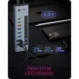 ICY BOX IB-HUB1742CR-C2PD, Dockingstation hellblau, USB-A, USB-C, SD, microSD