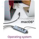 ICY BOX IB-HUB1742CR-C2PD, Dockingstation hellblau, USB-A, USB-C, SD, microSD