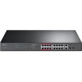 TP-Link TL-SL1218MP, Switch schwarz, 16-Port-10/100Mbit/s-+2-Port-Gigabit- Unmanaged PoE-Switch