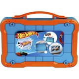 Theo Klein Hot Wheels - Sammelkoffervitrine mit Licht, Aufbewahrungsbox hellblau/transparent, für 54 Fahrzeuge, 1:64