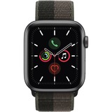 Apple Watch SE, Smartwatch grau/dunkelbraun, 44mm, Sport Loop, Aluminium-Gehäuse, LTE