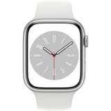 Apple Watch Series 8, Smartwatch silber, 45 mm, Sportarmband, Aluminium-Gehäuse