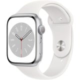 Apple Watch Series 8, Smartwatch silber, 45 mm, Sportarmband, Aluminium-Gehäuse