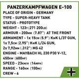 COBI Panzerkampfwagen E-100, Konstruktionsspielzeug Maßstab 1:28