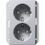 Gira Doppeldose Schutzkontakt Steckdose 2fach aluminium, Retail