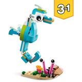 LEGO 31128 Creator 3-in-1 Delfin und Schildkröte, Konstruktionsspielzeug Seepferdchen, Fisch, Figuren von Meerestieren